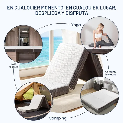 Miniatura 7 de Hanherry Colchón plegable de 4 pulgadas, tamaño individual, de espuma viscoelástica portátil de tres pliegues, con bolsa de almacenamiento, funda