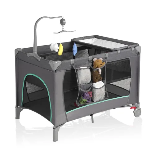 Miniatura 7 de Pack and Play con Mesa Cambiadora y Bolsa de Transporte, Corralito Cuna Portátil 4 en 1 para Recién Nacidos a Niños Pequeños, Cuna de Viaje Plegable
