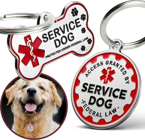Placa de identificación personalizada grabada para perros de servicio, placa de identificación personalizada de acero inoxidable para perros de