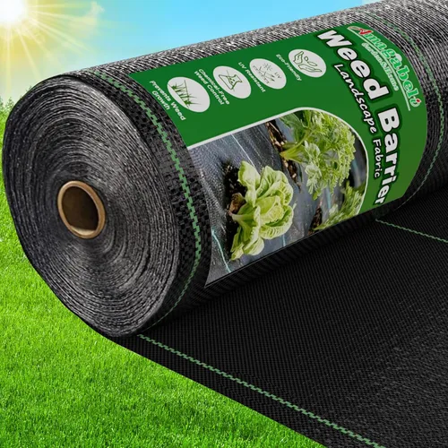 Miniatura 10 de AMAGABELI GARDEN & HOME Tela de barrera de malas hierbas de 3 pies x 300 pies, tela de jardín de plástico de 3.2 onzas, alfombrilla bloqueadora