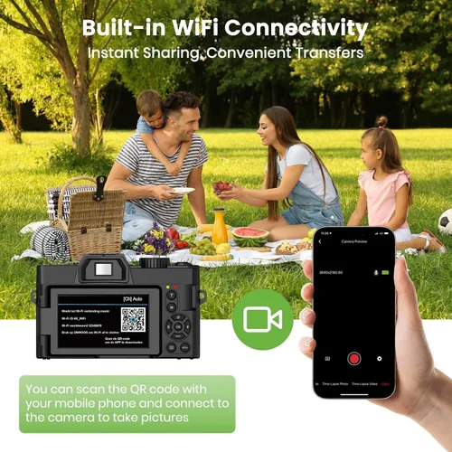 Miniatura 5 de Cámara digital 4K para fotografía y video enfoque automático de 48 MP con WiFi Cámara de vlogging de enfoque automático para YouTube con pantalla