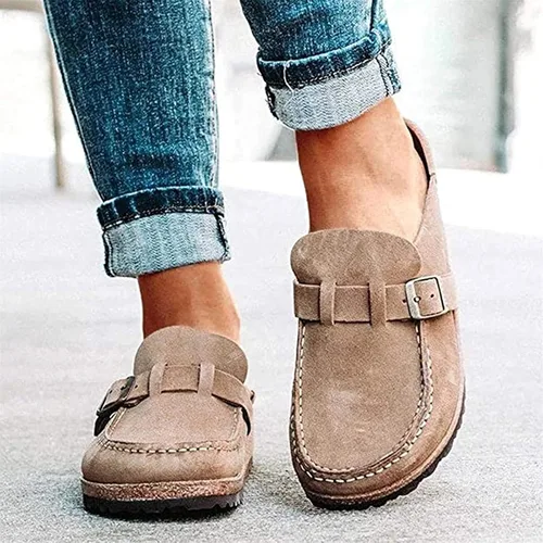 Miniatura 2 de DOIX Mocasines planos para mujer, informales, cómodos, de gamuza, sin cordones, con puntera cerrada, para caminar, para verano, hogar, oficina