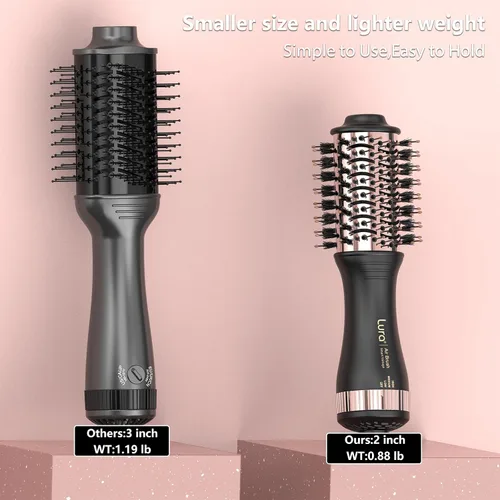 Miniatura 3 de Cepillo secador de pelo automático de doble voltaje con enchufe europeo, mini cepillo secador de pelo de viaje para mujeres, portátil, ligero, de un