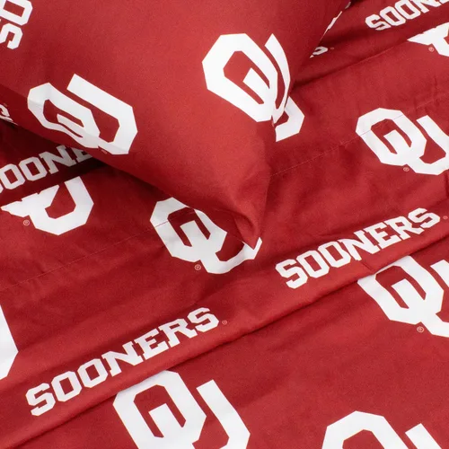 Miniatura 4 de College Covers Everything Comfy Oklahoma Sooners - Juego de sábanas de 3 piezas, tamaño individual, fondo del color del equipo, 1 sábana encimera, 1