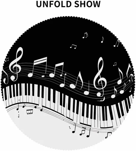 Miniatura 6 de IBILIU Mantel redondo de música, teclas de piano, notas musicales, color blanco y negro, resistente al agua, de poliéster, mantel decorativo