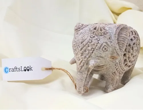 Miniatura 6 de Estatuilla de elefante tallada con escultura de elefante madre con estatua interior de bebé de 4 pulgadas, hecha a mano en Jali o calado de un solo
