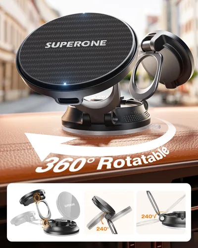 Miniatura 7 de SUPERONE Cargador de coche MagSafe, cargador de coche inalámbrico magnético de carga rápida de 15 W [88+LBS Ultra succión y 2800gf magnético fuerte]