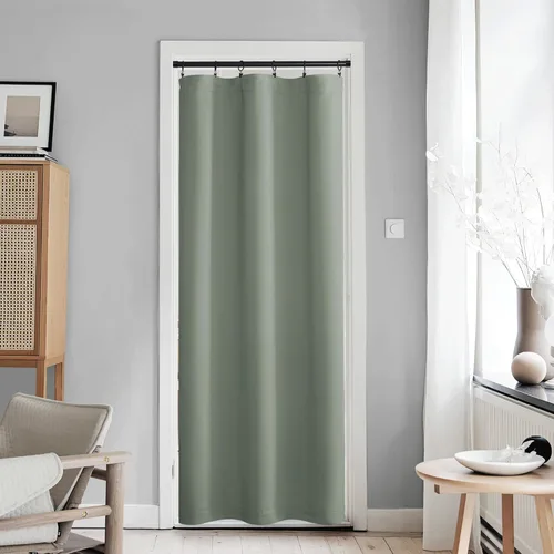 Miniatura 221 de NICETOWN Cortinas opacas unicolor con aislamiento térmico para puerta francesa, granja, oscurecimiento de habitación, puertas y ventanas de Marrón