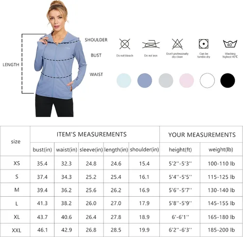 Miniatura 6 de Libin sudadera con capucha para mujer, con cremallera completa, UPF 50+, capucha con protección solar, de manga larga, para senderismo