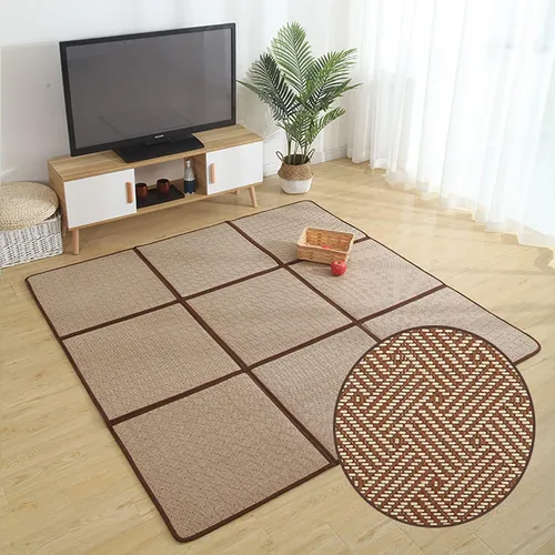 MYOYAY Tapete grande de tatami japonés de 71 x 71 pulgadas, grande, transpirable, para dormir, plegable, de ratán, antideslizante, con costuras de