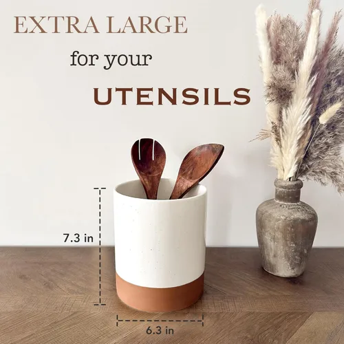 Miniatura 2 de Mora - Soporte de cerámica para utensilios de cocina, cuchara de madera y espátula para encimera, decoración moderna del hogar, organizador