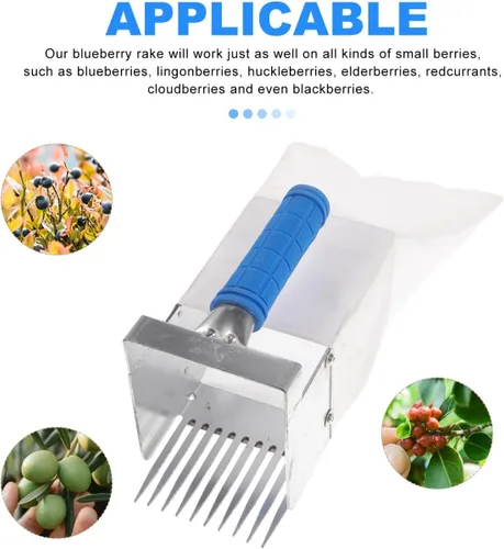 Miniatura 9 de Herramienta portátil para recoger arándanos con asa, rastrillo de bayas ligero para una eficiencia eficiente de arándanos, arándanos y más
