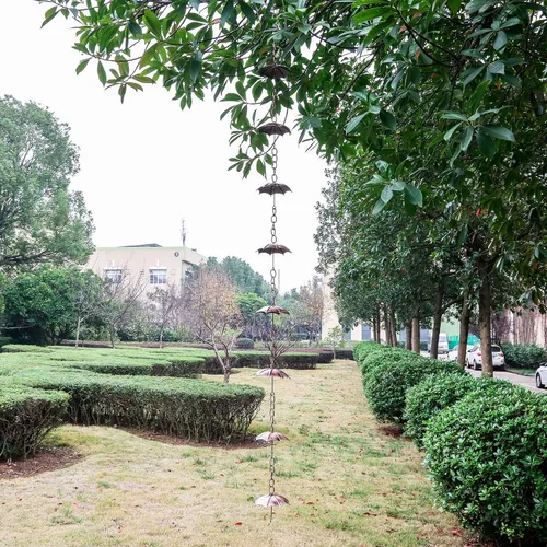 Miniatura 5 de Topadorn Cadena de lluvia para paraguas, canalón de metal decorativo de 72 pulgadas, desviador de agua resistente a la intemperie para jardín al