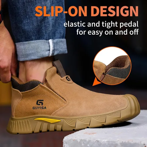 Miniatura 4 de Welding Boots for Men Slip On Work Boots for Men Fireproof Steel Toe Boots Men's Steel Toe Shoes Indestructible Safety Toe Shoes Construction Boots