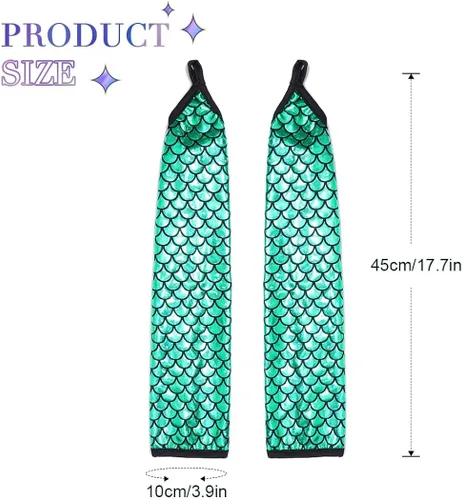 Miniatura 2 de GEMILY Fish Scale Gloves Fingerless Fashion Mermaid Sparkly Arm Sleeve Long Party Rave Gloves Costume for Women and Girls