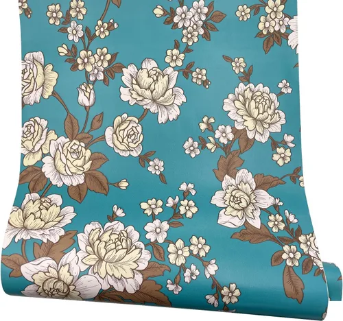 LovingWay Revestimiento de estante floral de peonía vintage de 17.7 x 177 pulgadas, fácil de instalar, forro de cajón de almacenamiento, papel para