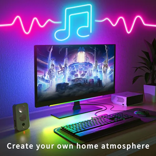 Miniatura 3 de Cuerda de luces LED de neón de 16.4 pies con aplicación o control remoto, luces LED flexibles, múltiples modos, luces de neón RGB para exteriores