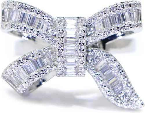 Miniatura 2 de Anillo de plata de ley 925 brillante con piedras preciosas de diamantes de circonita cúbica, anillo de mariposa de diamantes de circonita cúbica
