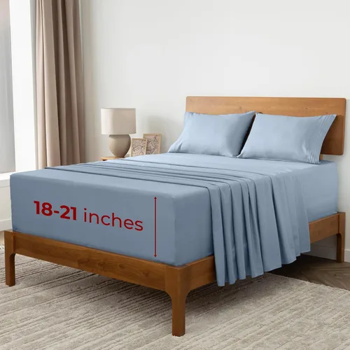 Mellanni Sábanas extra profundas King – 4 piezas de ropa de cama de la colección Iconic – Lujosas y ultrasuaves – Sábanas refrescantes – Resistente