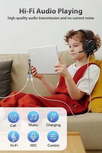 Miniatura 8 de [Certificado MFi de Apple] Divisor de iPhone para carga y auriculares, adaptador de auriculares Lightning dual compatible con control de música