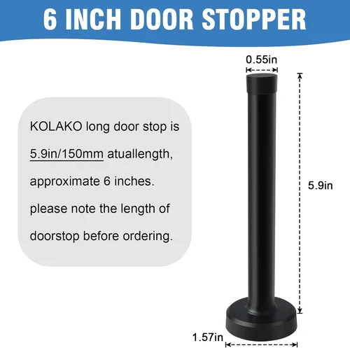 Miniatura 2 de KOLAKO Topes de puerta, tope de puerta de 6 pulgadas, montaje en pared, tope de puerta extra largo de acero inoxidable cepillado con amortiguación