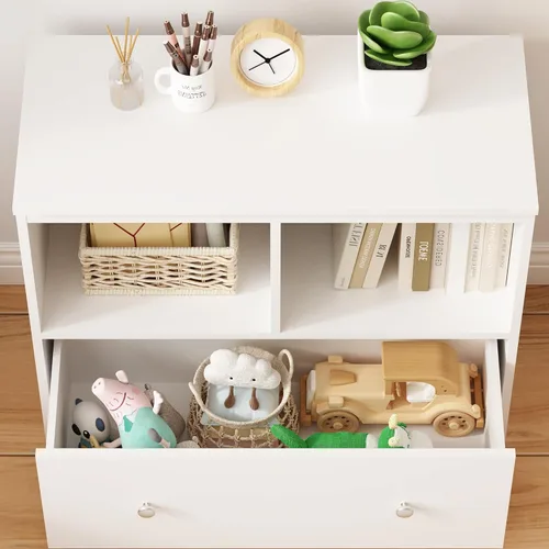 Miniatura 6 de Ikebana Organizadores y almacenamiento de juguetes para niños, estantería para niños pequeños con cajón, estantería para niños para salas