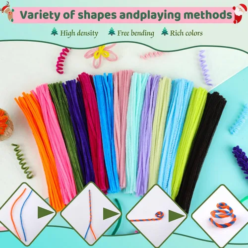 Miniatura 4 de Iuuidu 200 limpiapipas, tallos de chenilla verdes, palitos peludos, suministros de manualidades para manualidades, manualidades, decoración