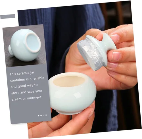 Miniatura 9 de Tarro de cerámica para crema facial de 3 piezas, contenedor de viaje para cremas y maquillaje, tarro de almacenamiento para cuidado de la piel