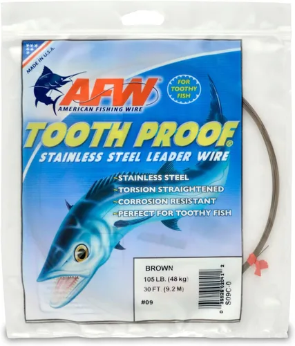 Miniatura 75 de AFW Alambre Líder Duro de Una Hebra de Acero Inoxidable a Prueba de Dientes - Brillante y Camuflaje para Tiburón, Barracuda, Caballa Real, Wahoo