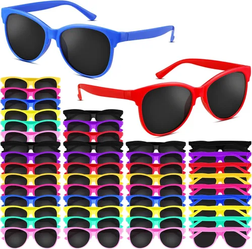 Kathfly Gafas de sol neón para niños, 9 colores, novedosas gafas de sol estilo 80, regalos de fiesta de verano para niños y niñas
