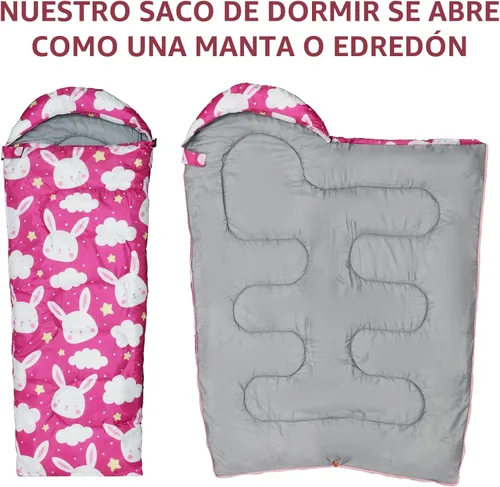 Miniatura 6 de Sacos de dormir para niños - Sacos de dormir para acampar con bolsa de transporte - Saco de dormir compacto para senderismo, mochilero para 3 Rosa