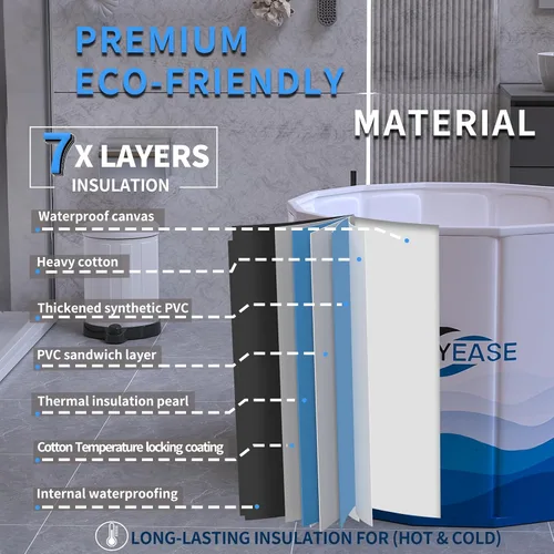 Miniatura 5 de WAVYEASE Bañera portátil para adultos - (31.5 pulgadas de largo x 26 pulgadas de alto) bañera fría plegable para recuperación - Bañera de remojo