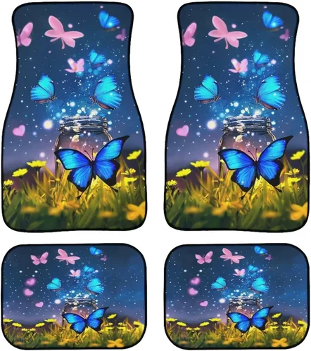 Miniatura 16 de 70S 80S Alfombra de suelo de automóvil con flores hippie y margaritas, 4 piezas, accesorio hippie para automóvil para mujeres, almohadilla de suelo