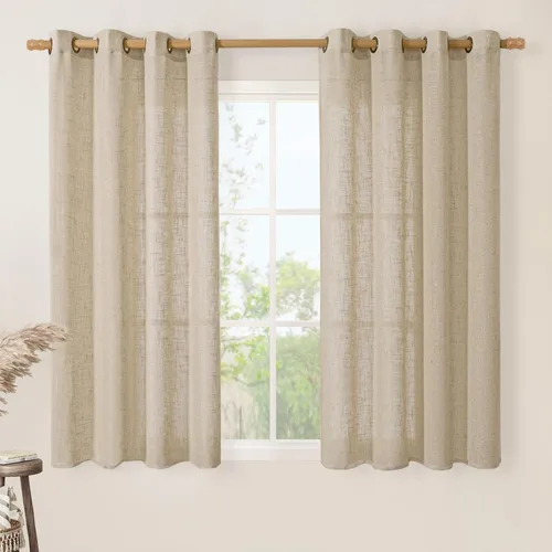 Miniatura 184 de LAMIT Cortinas de lino marrón caramelo para sala de estar, 84 pulgadas, de lino sintético, texturizado, filtrante de luz, paneles de privacidad