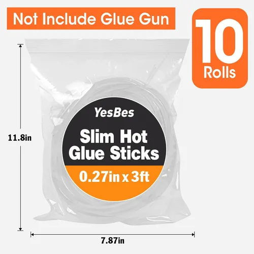 Miniatura 6 de 10 paquetes de rollos largos de palos de pegamento caliente mini, palos de pegamento de 3 pies de largo x 0.27" de diámetro para pistola de 10 rollos