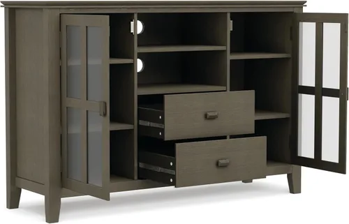 Miniatura 3 de SIMPLIHOME Artisan Mueble para TV de madera maciza de 53 pulgadas de ancho estilo transicional en gris Farmhouse para televisores de hasta 60