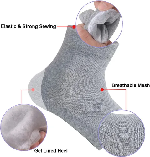 Miniatura 2 de Calcetines de talón de gel hidratante ventilados, 3 pares de calcetines de spa sin dedos para tratamiento de cuidado de pies, talones agrietados