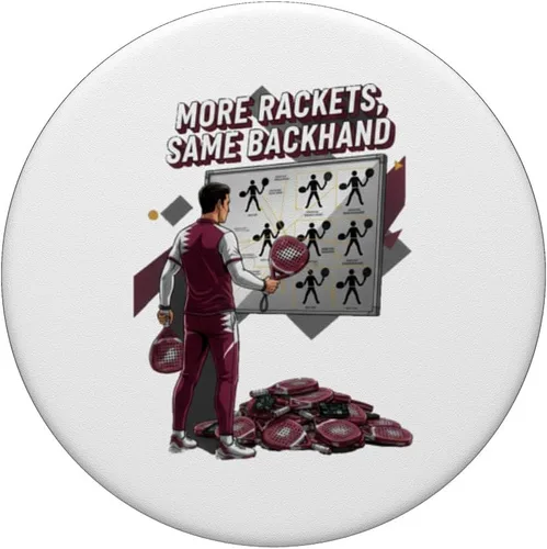 Miniatura 3 de More Rackets Same Backhand Funny Padel Player Illustration PopSockets Adhesive PopGrip