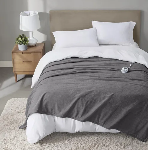 Miniatura 12 de Serta - Manta de forro polar ultrasuave Travis con textura de nervaduras trilobulares, manta eléctrica; cómoda, agradable y abriga y protege