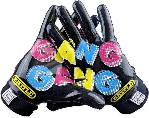 Miniatura 17 de Battle Sports - Guantes de fútbol americano para receptor abierto con dorso de mano, ultraadherentes y con agarre, antideslizantes, para adultos