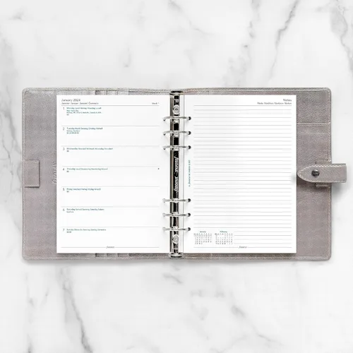 Miniatura 4 de Filofax Calendario de recambio de diario, tamaño A5, semana en una página con notas, libro blanco, multilingüe: cinco idiomas, 2024 (C68509-24)