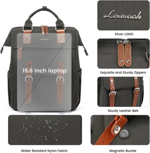 Miniatura 2 de LOVEVOOK Mochila para computadora portátil para mujer, mochila para profesores, enfermeras, trabajo, viajes, mochila para computadora, 15,6 pulg.