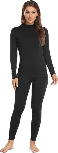 Miniatura 5 de Conjunto de ropa interior térmica con cuello alto falso para mujer, forro polar ultrasuave y cálido
