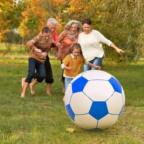 Miniatura 6 de Lewtemi 2 pelotas de fútbol inflables gigantes de 40 pulgadas, globos de playa grandes y enormes globos de fútbol, deporte, fiesta de cumpleaños