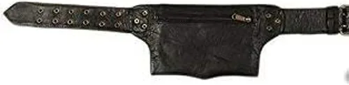 Miniatura 4 de Cangurera de cuero vintage para hombre y niño, bolsa de cuero para hombre, cinturón de mensajero, regalo para hombres y mujeres (negro)