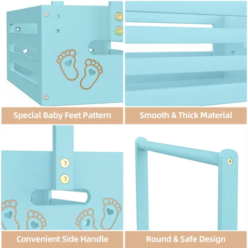 Miniatura 2 de BAMBOOHOMIE Cesta de Baby Shower, Canastas de Bebé con Asas y Percheros, Caja de Bebé para Baby Shower, Canasta de Regalo de Bienvenida para Bebé