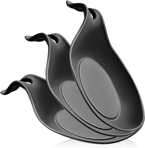 Soporte para cuchara para estufa, paquete de 3 soportes grandes de silicona para encimera de cocina, soporte para cuchara de cocina resistente al
