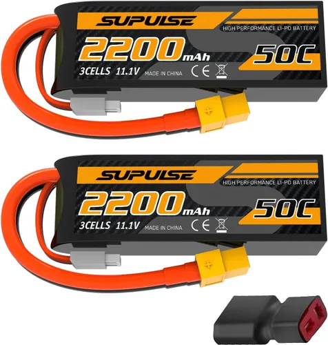 Miniatura 10 de SUPULSE Batería Lipo de 7.4 V 2S 5200mAh 50C RC Batería con enchufe XT60 para avión RC Barco RC Truck RC (2 paquetes)