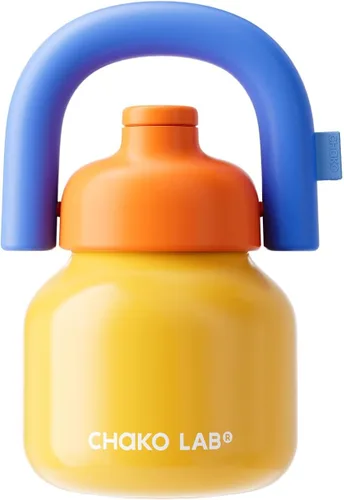CHAKO LAB Water Bottle with Straw and Carry Handle | Wide Mouth vacuum insulated stainless steel Bottles | Reusable, leak-proof and BPA-free |