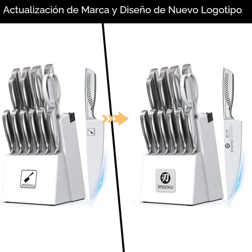 Miniatura 9 de imarku® Juego de Cuchillos, Acero Inoxidable HC Japonés, Juego de Cuchillos de Cocina de 15 Piezas con Bloque con Afilador Integrado, Juego